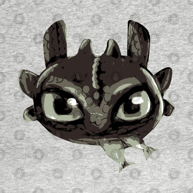 Chibi Black Dragon With Green Eyes Eating Fish - Eyesasdaggers by eyesasdaggers